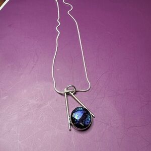 Dichroic Glass Necklace in 925 Silver. 18"
